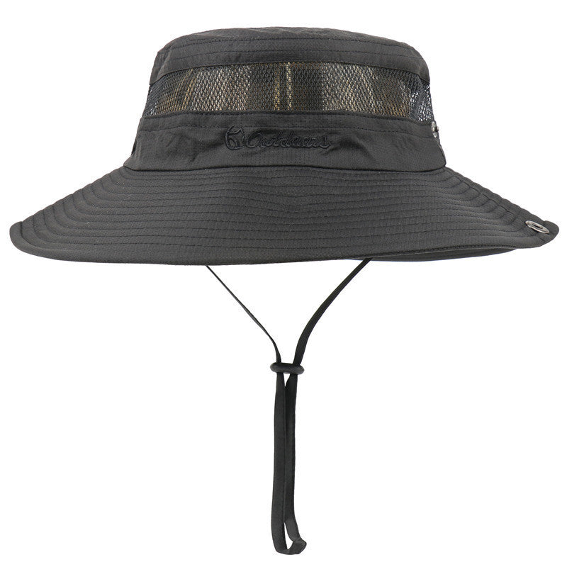 Outdoor New Summer Sun UV Protection Wide Brim Bucket Hats Fishing Hat Beach Hats Unisex - Black - Oncros