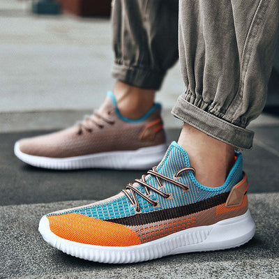 Men's Fashion Lightweight knit Sneakers Running Breathable Walking Non-slip Jogging Sports Shoes - Orange / 39 - Oncros