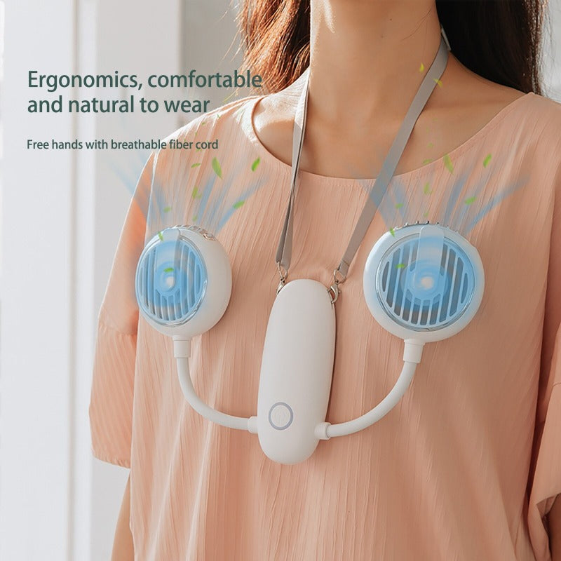 Headphone Design Hanging Neck Mini Dual Fan - Oncros