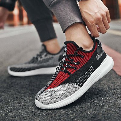 Men's Fashion Lightweight knit Sneakers Running Breathable Walking Non-slip Jogging Sports Shoes - Black / 44 - Oncros