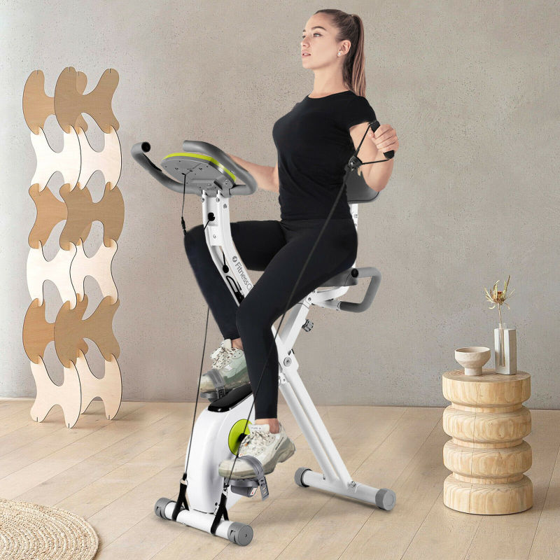 Foldable Fitness Bike Indoor Exercise Bike Height-Adjustable - B (with backrest) - Oncros