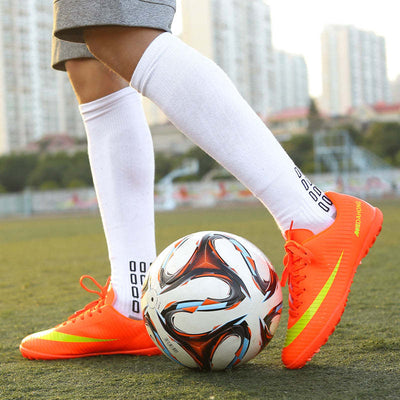 Professional Men Kids Turf Indoor Soccer Shoes Cleats Football Sneakers - Orange / 43 - Oncros