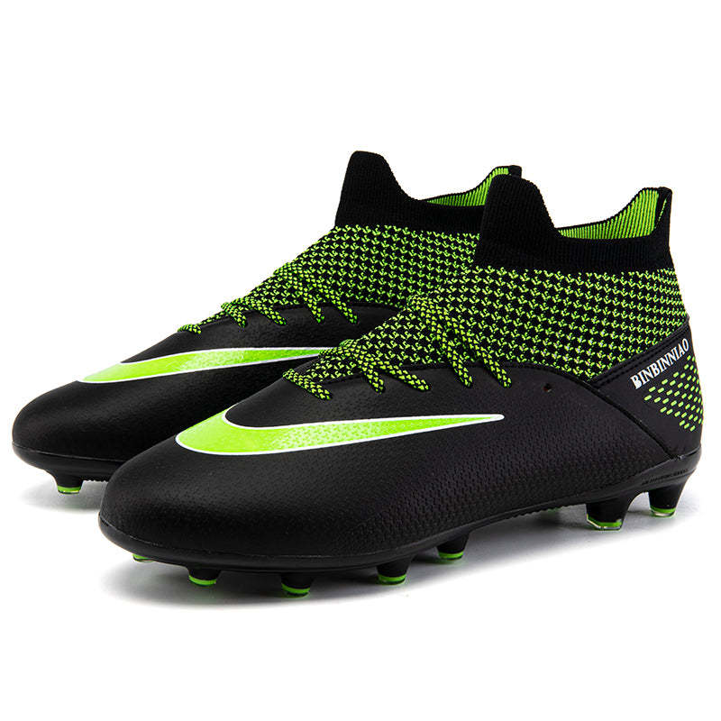 Indoor High Ankle Soccer Shoes Training Adult Non-Slip FG Football Boots Men Light Sneakers - Black FG / 44 - Oncros