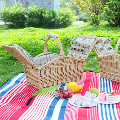 Wicker Picnic Basket Outdoor For Four People - Oncros