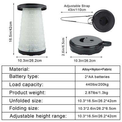Portable Foldable Stool Stretchable Chair with Light For Outdoor High-speed Rail Way - Oncros