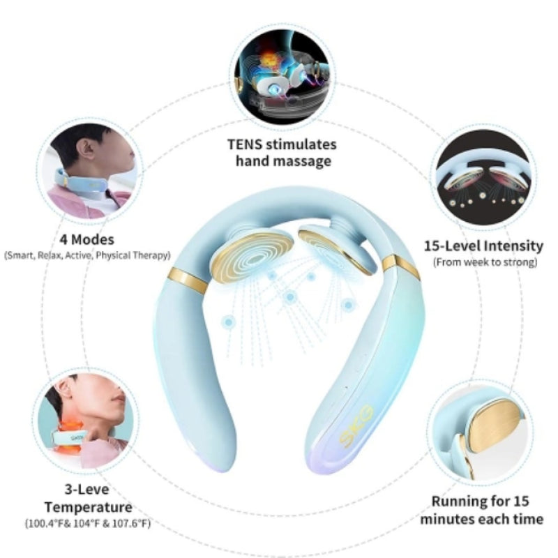 Neck Massager Electric Pulse Massager for Neck Intelligent Portable with Heat - Oncros