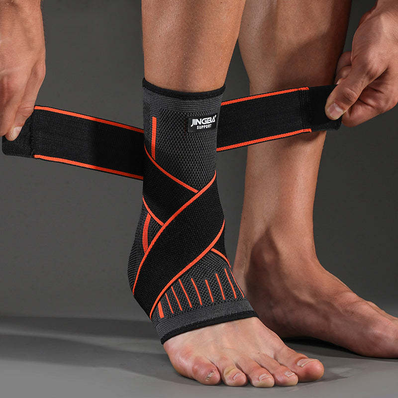 Protective Ankle Brace with Compression Nylon Strap - Orange / L/XL / Bandage Ankle - Oncros