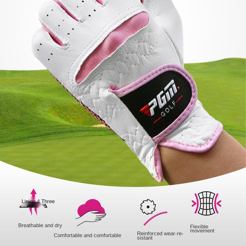 Golf Gloves Women Real Leather Breathable 1 Pair Right Left Hand - Oncros