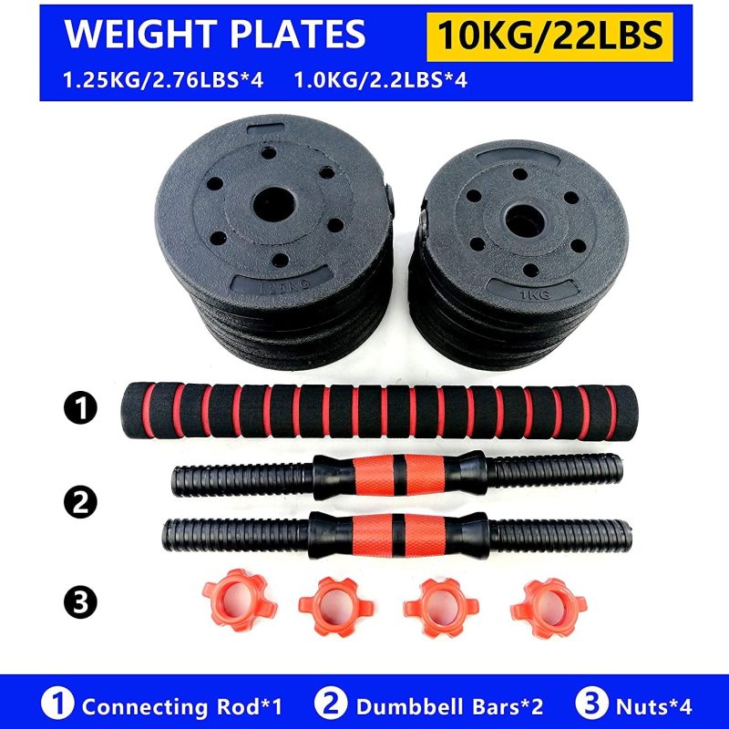 10/20/40kg 2 in 1 Adjustable Dumbbells Barbell Set Weight Training - 10kg - Oncros