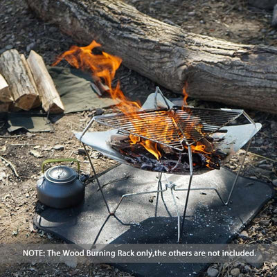 Folding Wood Burning Rack Firewood Rack Wood Grill for Camping Backpacking Fishing Picnic - Oncros