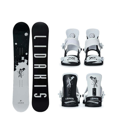 Print Pattern Astronaut Black White Snowboard Set - Oncros
