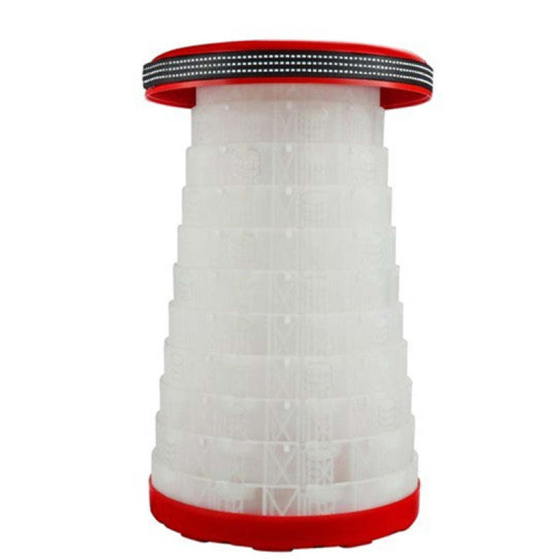 Portable Foldable Stool Stretchable Chair with Light For Outdoor High-speed Rail Way - Red - Oncros