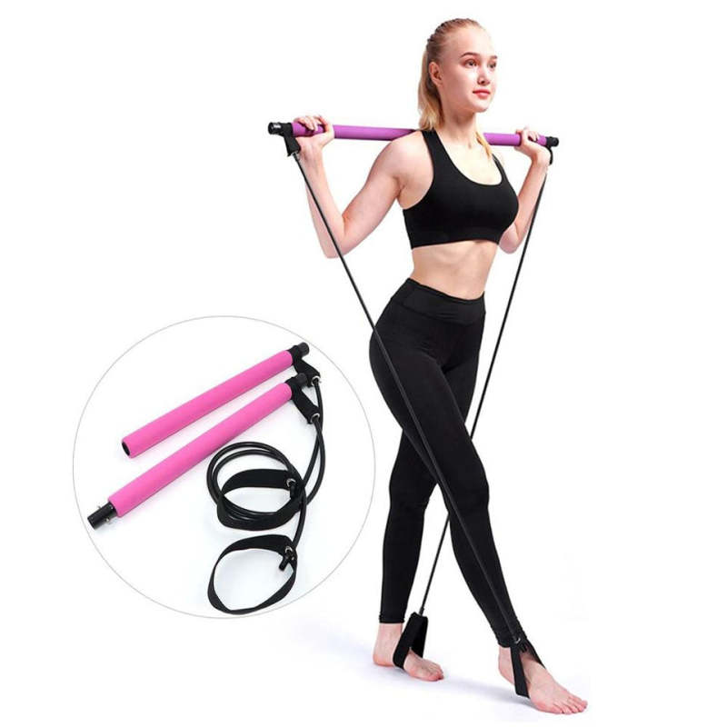 Pilates Bar Workout Stick with Resistance Band - Oncros