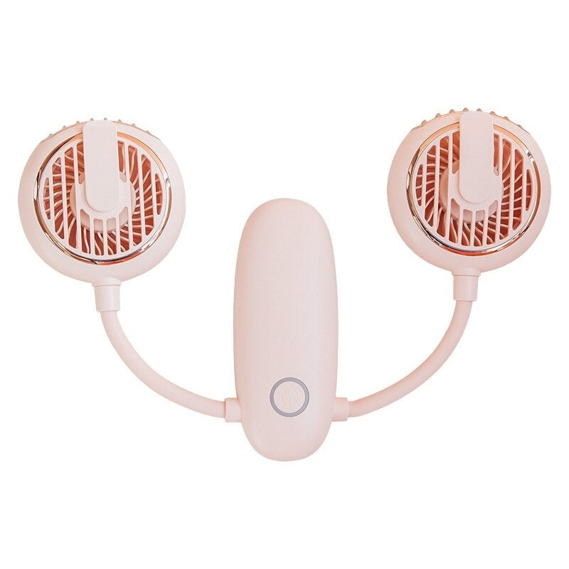 Headphone Design Hanging Neck Mini Dual Fan - Pink - Oncros