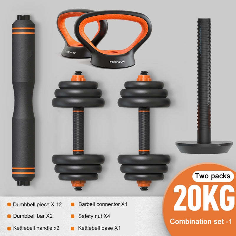 6-In-1 Adjustable Dumbbell Barbell Push-up Stand Set with 4-Modes - 20KG - Oncros
