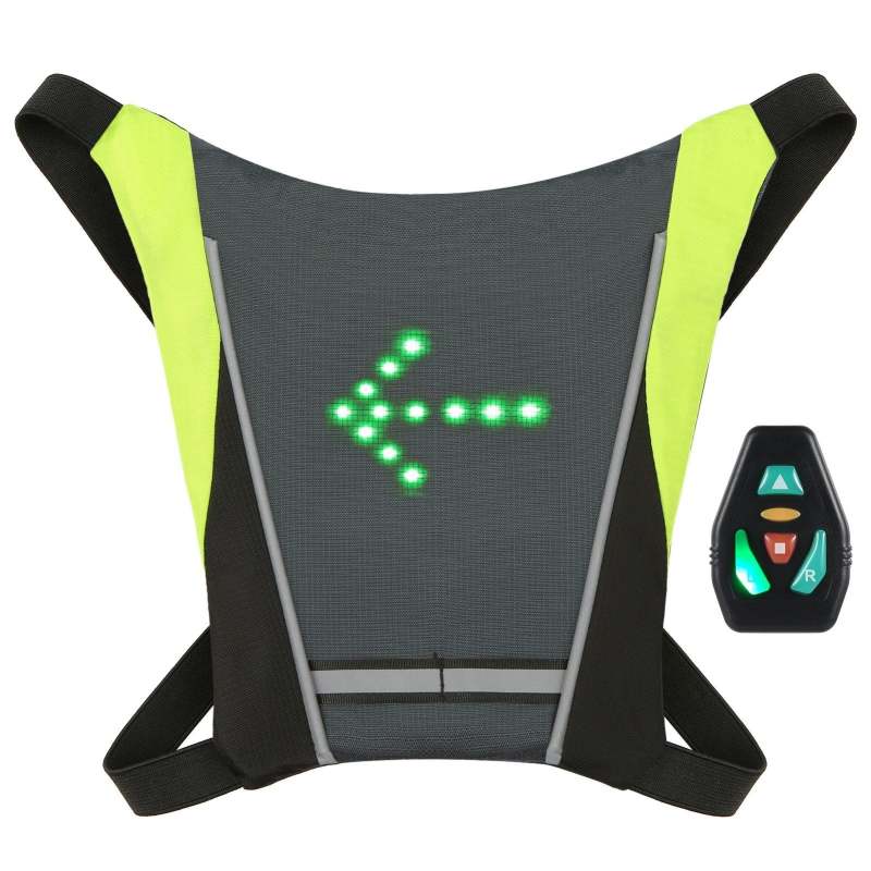 LED Turn Signal Direction Indicator Bike Pack USB Rechargeable Reflective Backpack Safety Light - Grey - Oncros