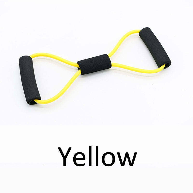TPE 8 Word Fitness Yoga Gum Resistance Rubber Bands Fitness Elastic Band - Yellow - Oncros