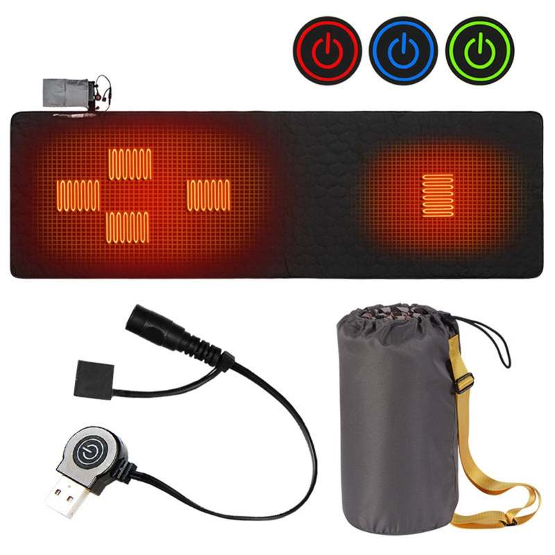 Outdoor USB Heating Sleeping Mat Insulation Sleeping Bag for Camping Hiking Backpacking - Black - Oncros