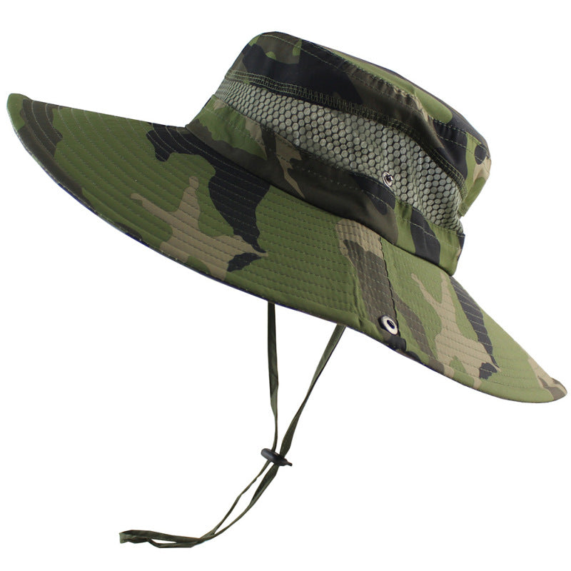 Outdoor Bucket Hat Unisex Sun UV Protection Fisherman Hat Camouflage - Green camouflage - Oncros