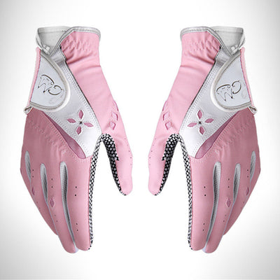 Women Golf Gloves Top Soft Breathable PU Leather Non-Slip 2pcs - Oncros