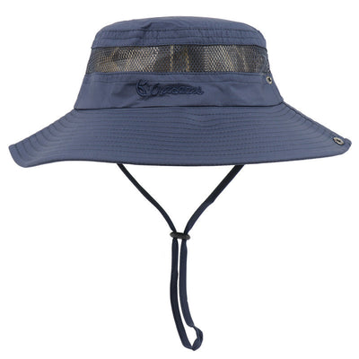 Outdoor New Summer Sun UV Protection Wide Brim Bucket Hats Fishing Hat Beach Hats Unisex - Navy blue - Oncros