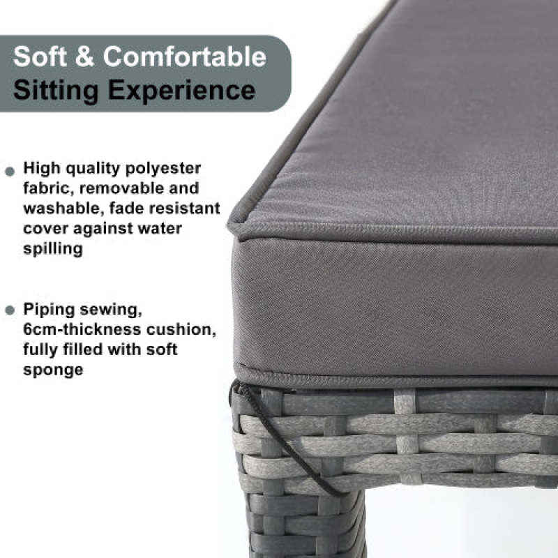 Comfortable & Breathable Rattan Sun Lounger Sofa Bed With Cushion For Garden - Oncros