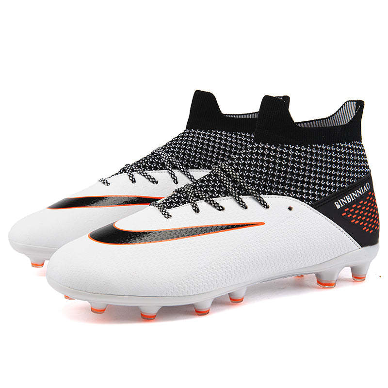 Indoor High Ankle Soccer Shoes Training Adult Non-Slip FG Football Boots Men Light Sneakers - White FG / 42 - Oncros
