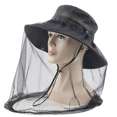Outdoor Bucket Hat Mesh Anti Mosquito UV Protection Sun Hats Unisex - Black - Oncros