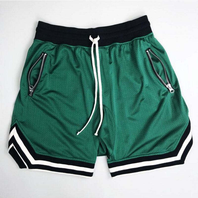 Male Slim Fit Short Pants Knee Length Breathable Mesh Sweatpants - green / XL - Oncros
