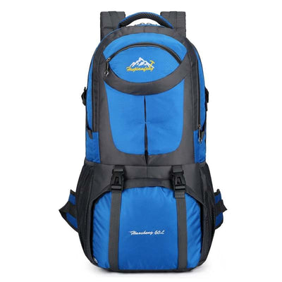 60L Travel Backpack Lightweight Backpack for Mountaineering Travelling Camping Hiking - Blue - Oncros
