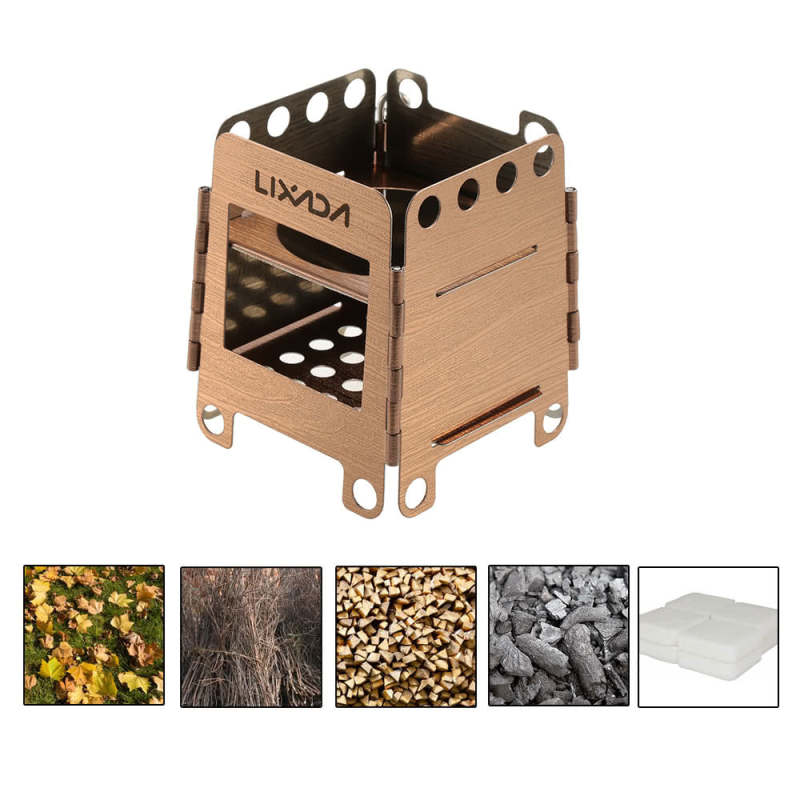 Outdoor Portable Folding Wood Stove Stainless Steel Lightweight for Camping Backpacking - Oncros