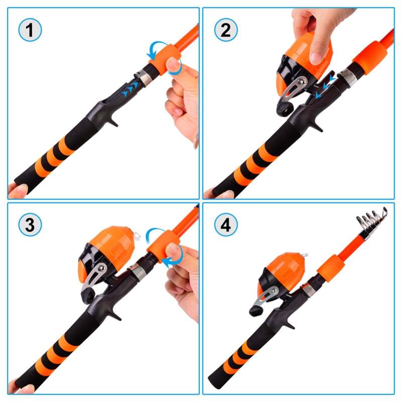 Children Fishing Pole Ultralight Fishing Rod+Fishing Reel+Fishing Lures with Storage Bag - Oncros
