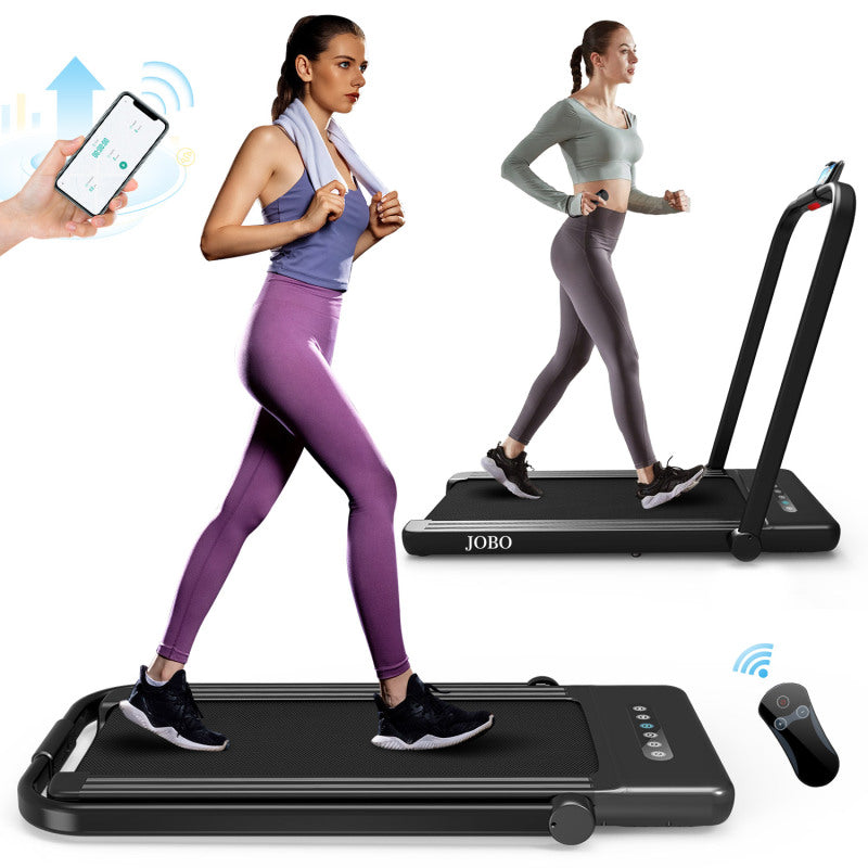 2-In-1 Foldable Treadmill with LED Screen Electric Running/Walking Machine Smart APP, Black - Oncros