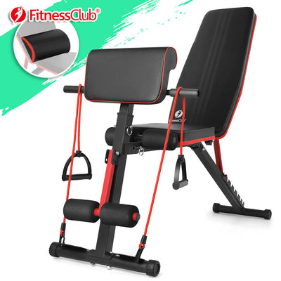 Adjustable Weight Bench Training Bench with Pull Rope Full Body Workout - Oncros
