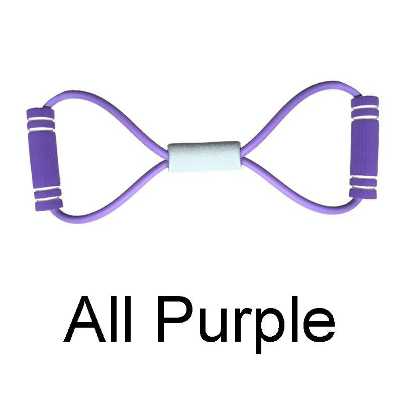 TPE 8 Word Fitness Yoga Gum Resistance Rubber Bands Fitness Elastic Band - All Purple - Oncros