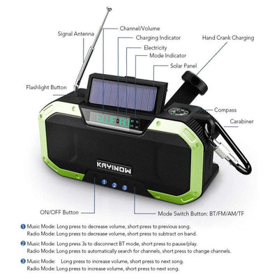 Emergency Solar Hand Crank Radio Charger Flash Light Outdoor Camping Survival Radio - Oncros