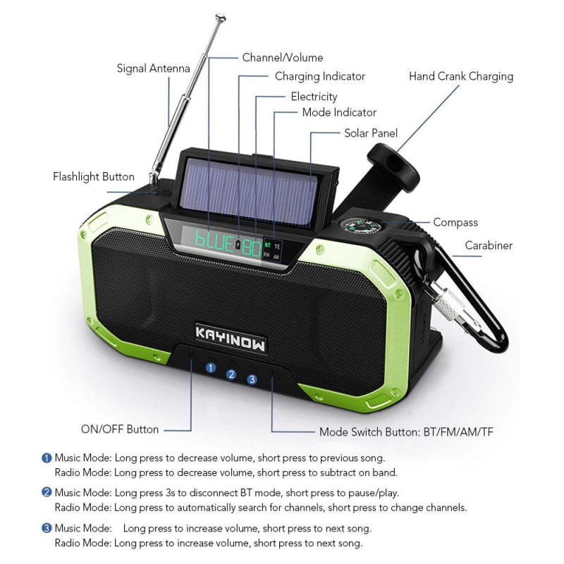 Emergency Solar Hand Crank Radio Charger Flash Light Outdoor Camping Survival Radio - Oncros
