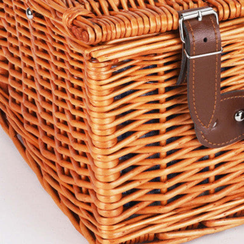 Wicker Woven Portable Outdoor Picnic Basket For Four People - Oncros
