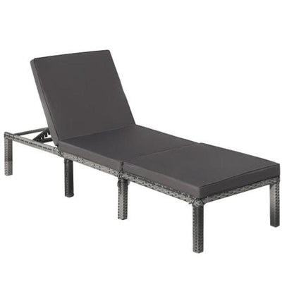 Comfortable & Breathable Rattan Sun Lounger Sofa Bed With Cushion For Garden - Grey - Oncros
