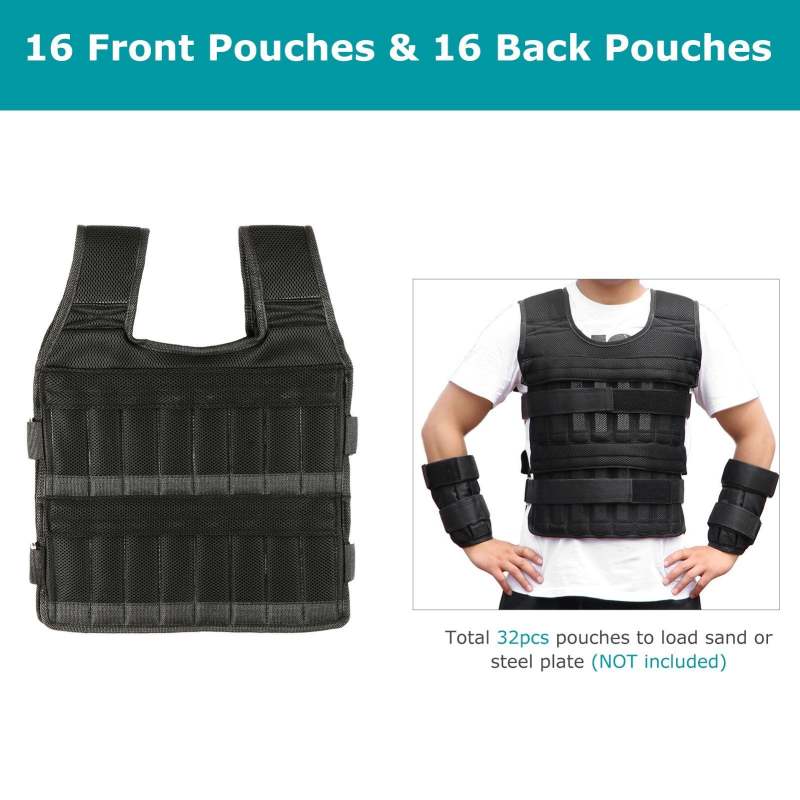 Adjustable Vest Weight Exercise Strength Training with 6kg Leg Weight 5kg Arm Weight - Oncros