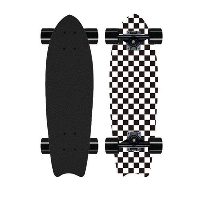8-layer Maple Big Fish Board Land Surfing Fishtail Street Skateboard - White black - Oncros