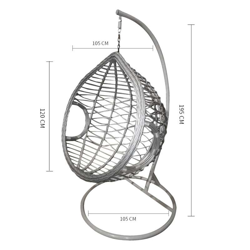 Natrual Rattan Egg Shape Lounge Hanging Chair Outdoor Patio & Indoor Balcony, Brown/Gray - Oncros