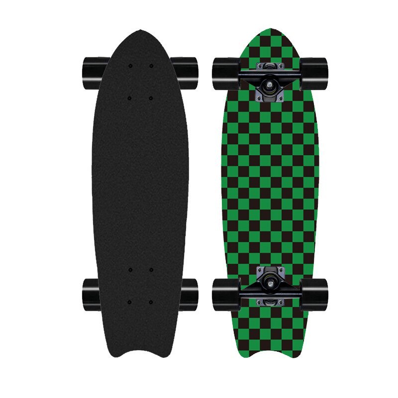 8-layer Maple Big Fish Board Land Surfing Fishtail Street Skateboard - Green black - Oncros