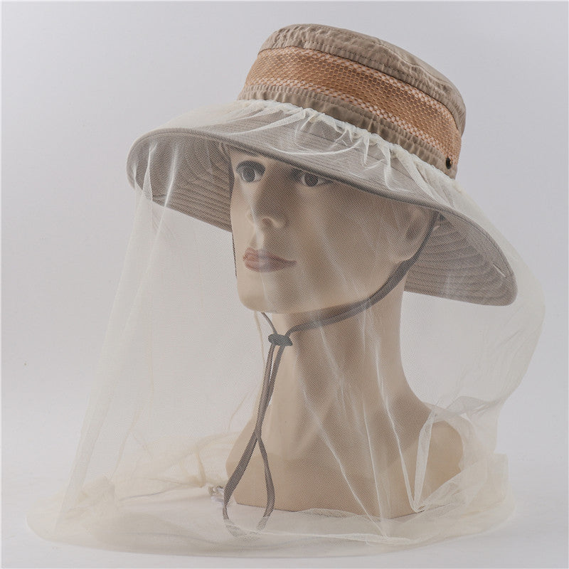 Outdoor Bucket Hat Mesh Anti Mosquito UV Protection Sun Hats Unisex - Kahki - Oncros