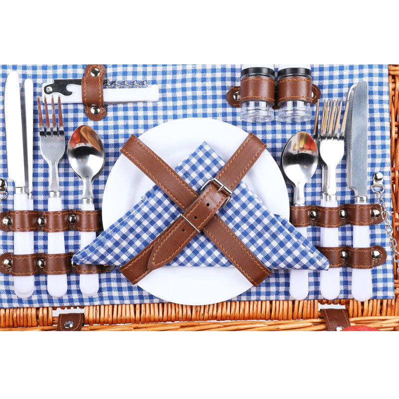 Wicker Woven Portable Outdoor Picnic Basket For Four People - Oncros