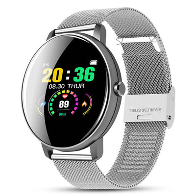 Fitness Smart Watch with Heart Rate Tracker - Silver - Oncros