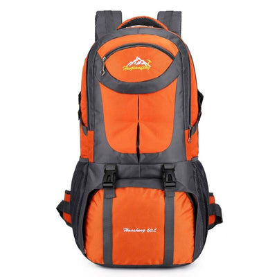 60L Travel Backpack Lightweight Backpack for Mountaineering Travelling Camping Hiking - Orange - Oncros