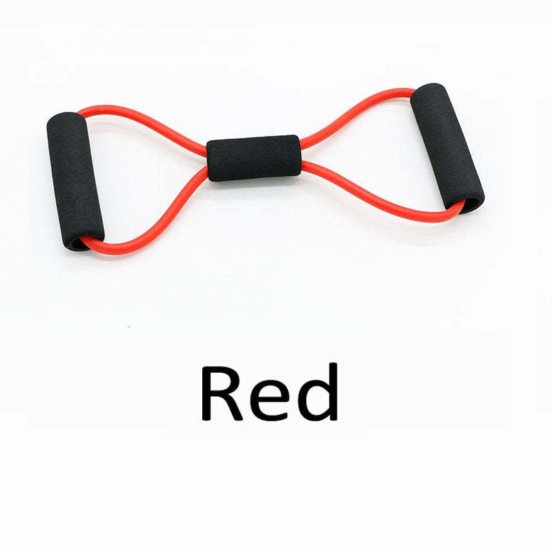 TPE 8 Word Fitness Yoga Gum Resistance Rubber Bands Fitness Elastic Band - Red - Oncros
