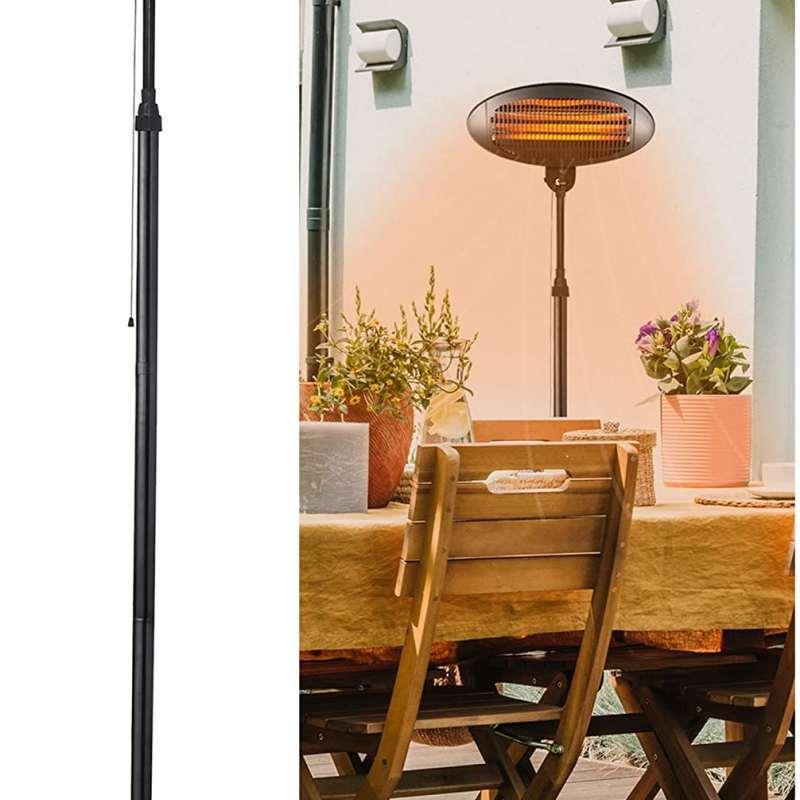 Standing or Wall Ceiling Mount Quartz Heater Indoor and outdoor Black 2000W - Standing only EU - Oncros
