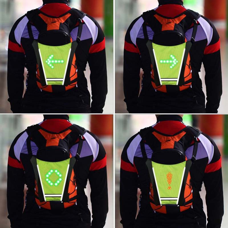 LED Turn Signal Direction Indicator Bike Pack USB Rechargeable Reflective Backpack Safety Light - Oncros